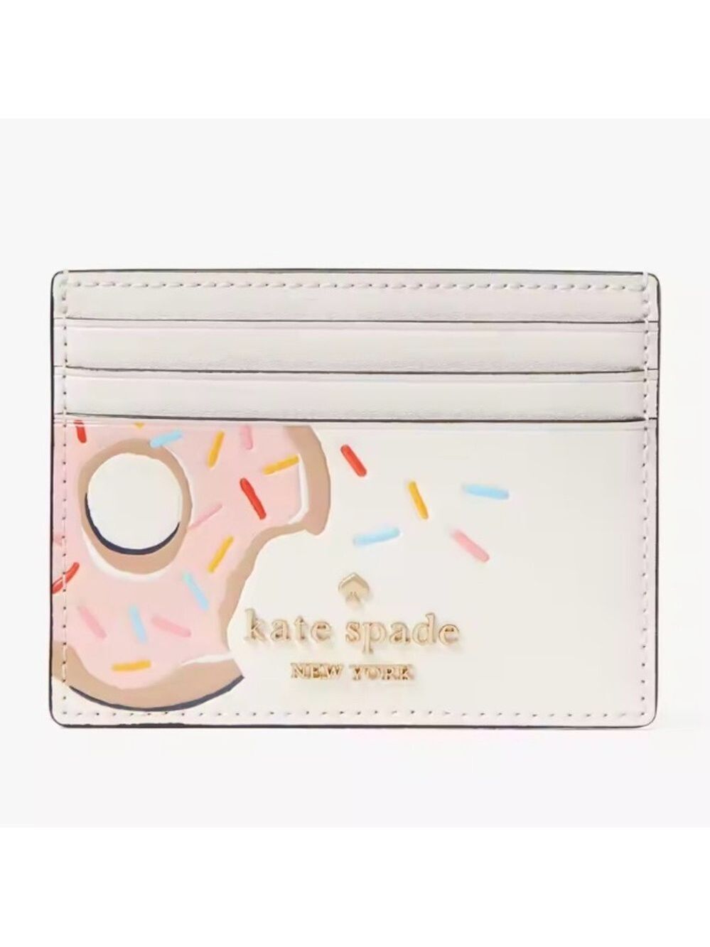 Kate Spade Coffee Break Donut Slim Card Holder, Cream Multi